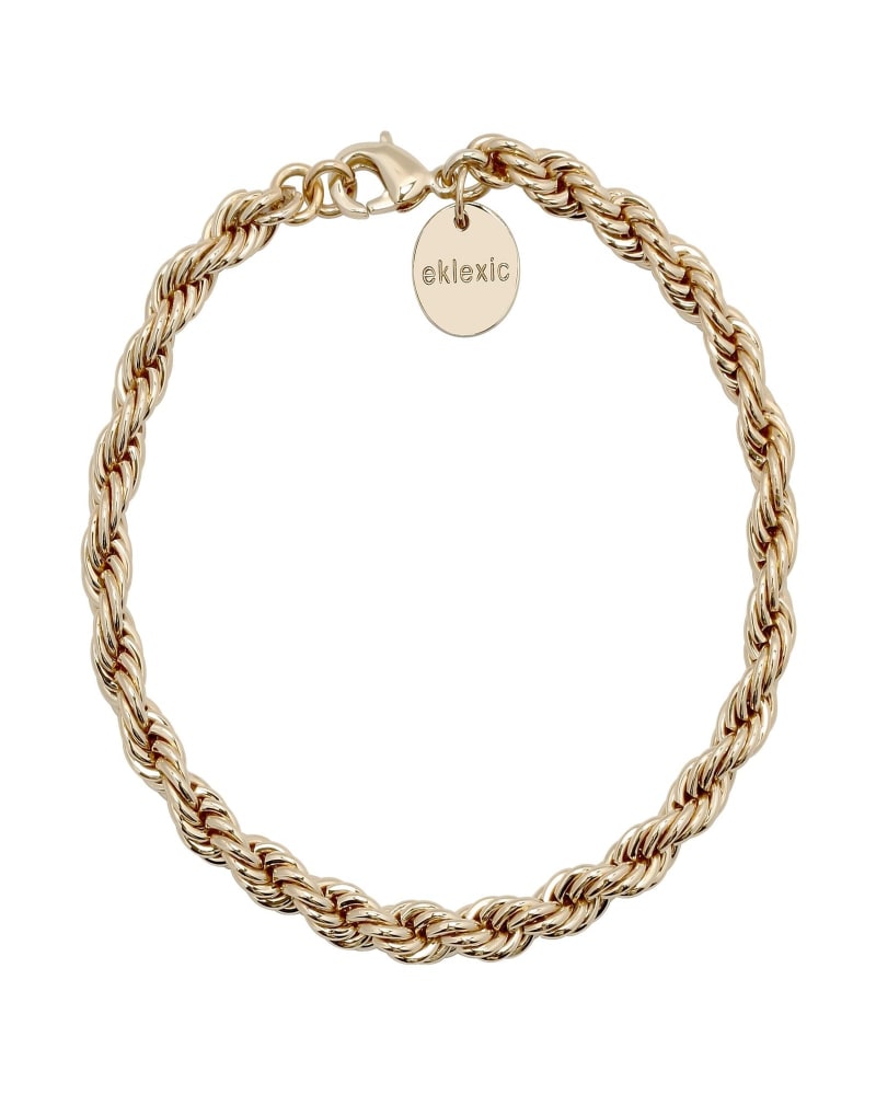 Front of a size 7.5" Rosa Bracelet 7.5" Gold in Gold by Eklexic. | dia_product_style_image_id:285460